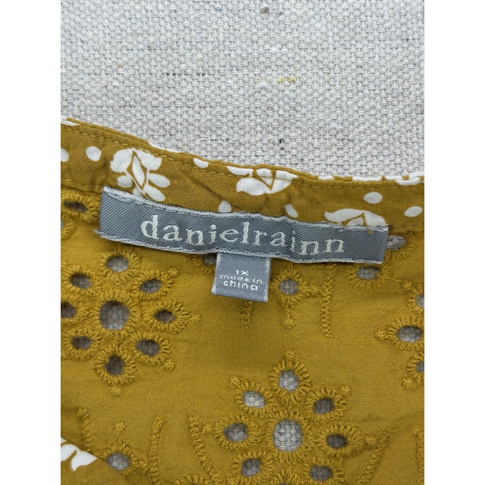 Daniel Rainn cottagecore Mustard Yellow Floral Sleeveless Top Women's 1x - Picture 2 of 10